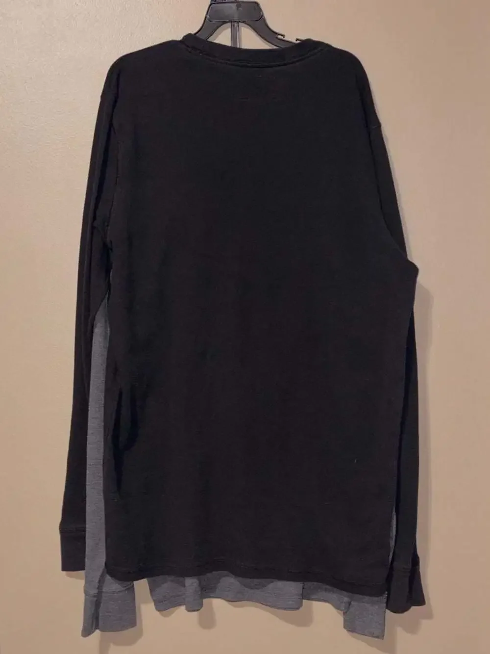Express Mens Long Sleeve Waffle Crew Neck T-Shirt Lot of 2 Gray Black Size L